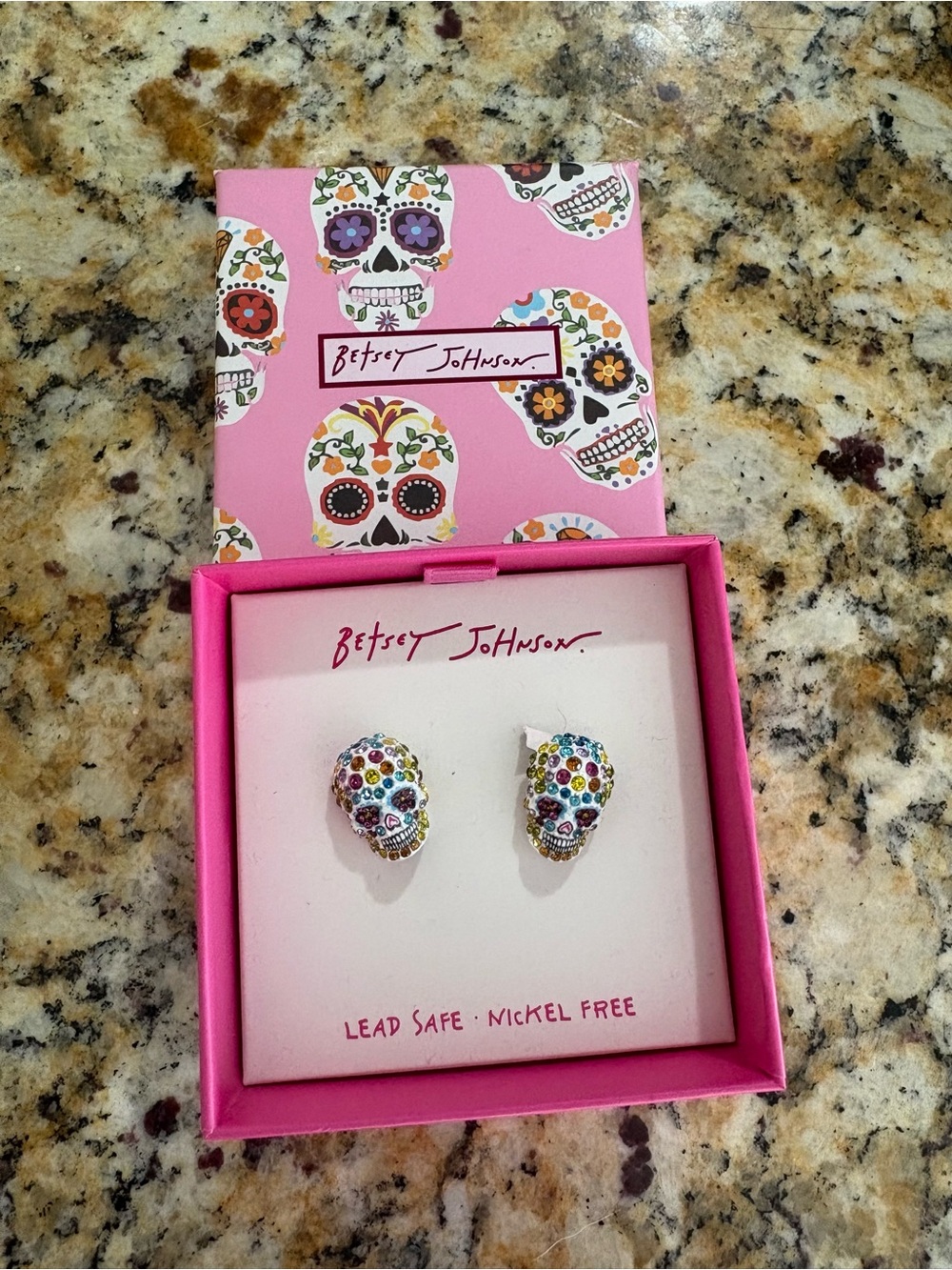 Betsey Johnson Sugar Skull Stud Earrings